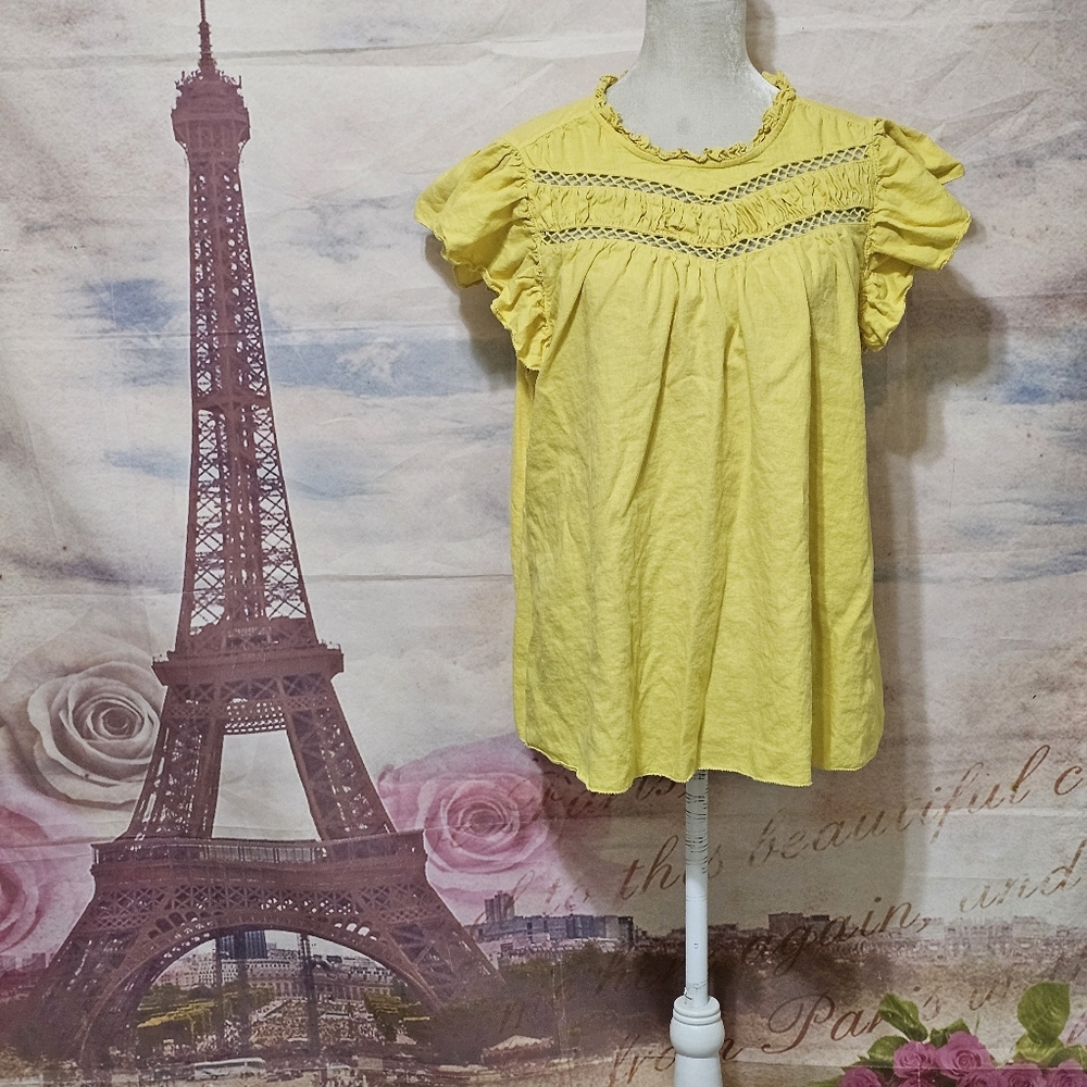 Lane Bryant Yellow Ruffled Blouse